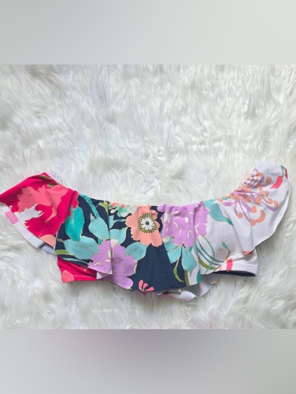 Trina Turk Floral Ruffle Swim Top